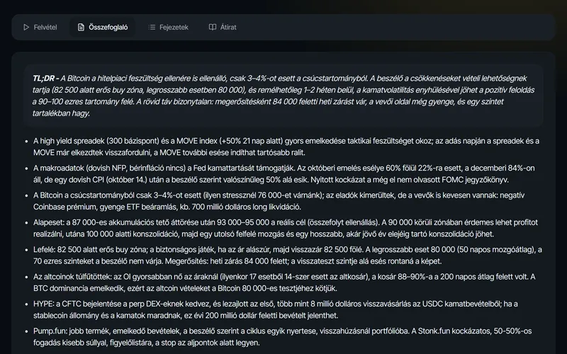 Egy élő adás összefoglalója a platformon